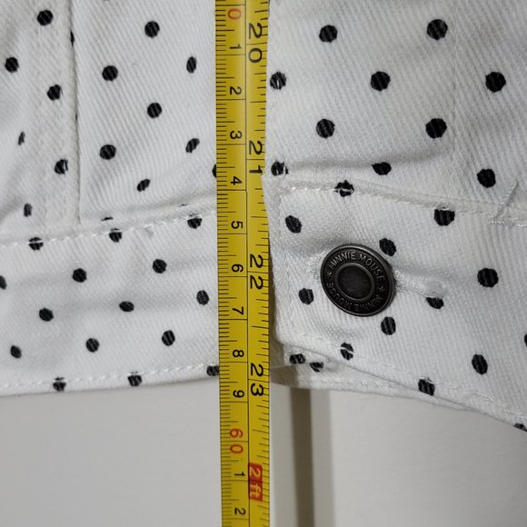 Disney Minnie Mouse Forever White Polka Dot Jean Jacket Sequin Back 100% Cotton - Picture 13 of 16